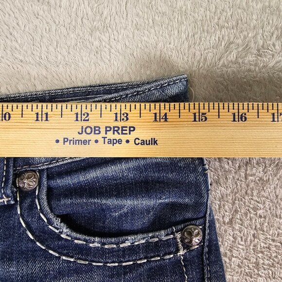 Miss Me Jeans Womens Size 26 Skinny Leg Low Rise Stretch Denim Flap Pockets Rock - Picture 7 of 15